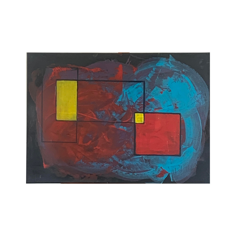 Tableau xxl abstrait contemporain rouge et bleu • Peintures sur toile